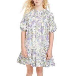 Floral Kids Dress in Purple and Cream